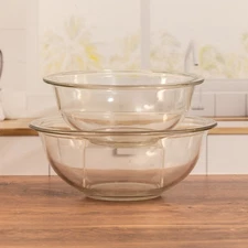 2 -Vintage Pyrex Clear Glass Mixing Bowl 1.5L No 323 and 2.5L 325 Made in USA
