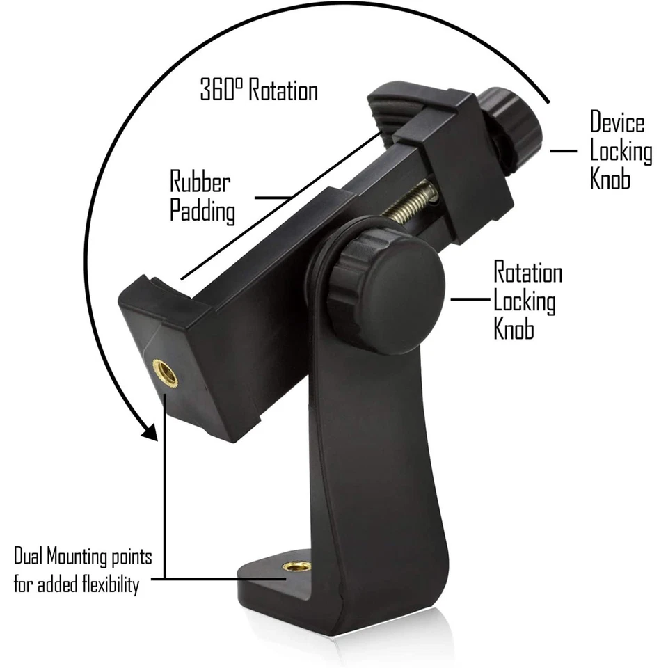 Rotating Smartphone Tripod Mount for all iPhone12 Pro Mini 11 XS Xr Xs X SE 8 7 - Image 2 of 4