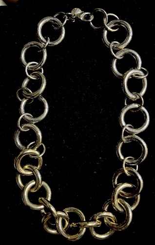 J Crew Gold Tone Chunky Round Circle Chain Link Necklace - Picture 1 of 2