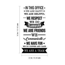 In This Office We Do Teamwork - Black 40" x 22" Wall Art Decal Vinyl Sticker