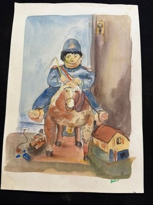 FERNANDO BOTERO  drawing and painting on old paper signed stamped vintage