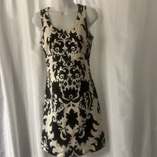 Tory Burch Black White Sleeveless Abstract Shift Dress Cotton Silk Blend size 2