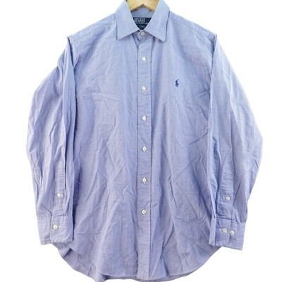 VTG Polo Ralph Lauren Mens 15 32/33 Lowell Blue Gingham Check Long Sleeve Shirt