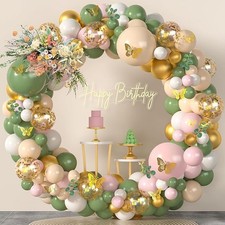 Sage Green  Pink Balloon Arch Kit 153PCS   Baby Shower  Birthday Garland