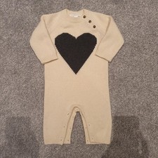 Pagliaccetto Burberry Cuore Intarsiato Cashmere Designer Lusso Taglia 6 Mesi Crema