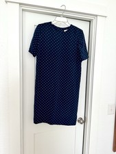Brooks Brothers Vintage Ladies 100 Silk Navy Blue Polka Dot Dress 4