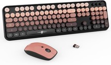 FD Wireless Keyboard and Mouse Combo - 2.4G Full-Sized Cute Colorful Mouse an...