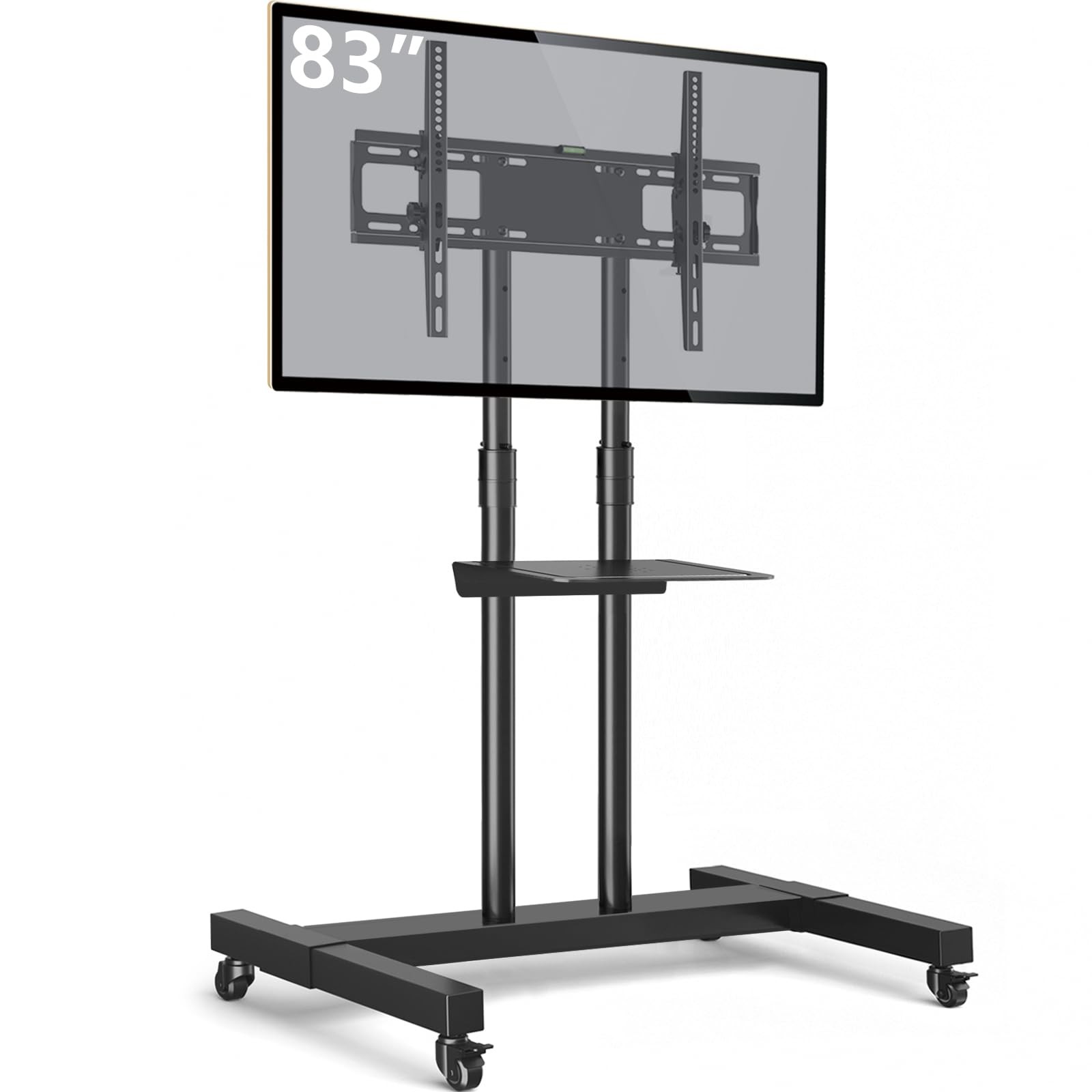 Rolling Tv Cart Floor Stand With Mount On Lockable Wheels He