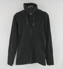 Lululemon Women's Black Hooded Full Zip Athletic Jacket Size 6 A195