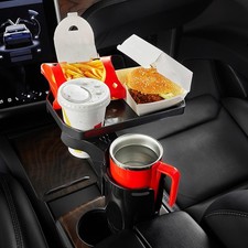 Car Cup Holder with Food Tray Swivel Expander for Eating Road Trips Driver