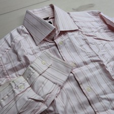 Eton Shirt Mens 40 15 3/4 Wrinkle Free Cotton Pink Striped Long Sleeve Button Up