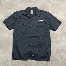 Dickies Work Shirt Mens Medium Workwear Short Sleeve Button Up, Black