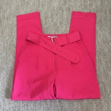 New with tags vintage high waisted 70s 80s hot pink belted slim trousers