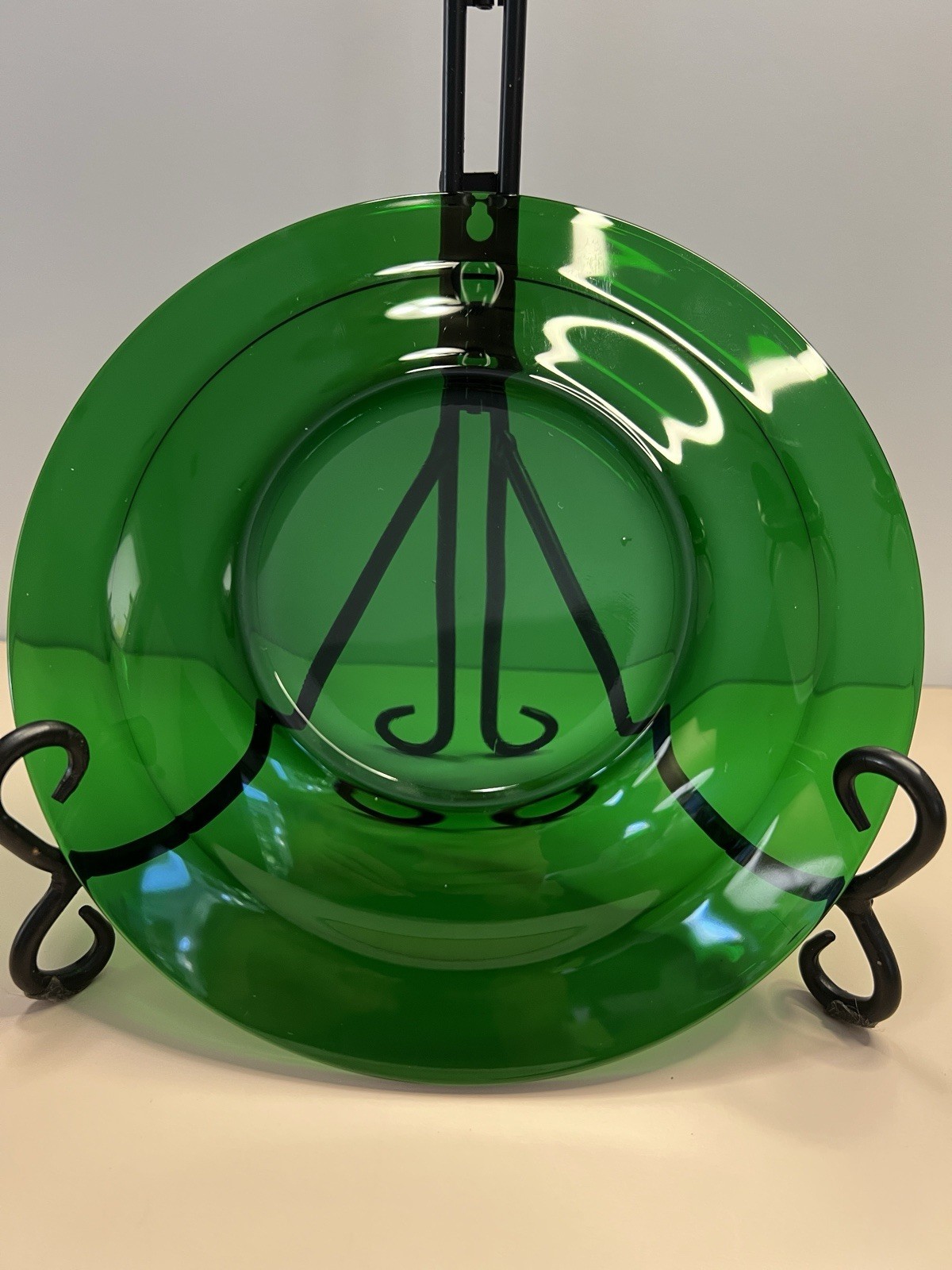 4 Antique Emerald Green Glass Luncheon Dessert Plates 8” Early 20th Century