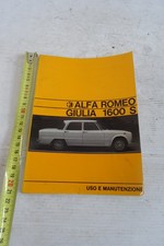 Alfa Romeo Giulia 1600 S originale 1969 manuale uso manutenzione