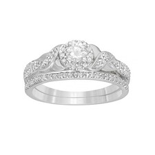 10K White Gold Engagement Ring Round White Diamonds Jewelry for Women Size 5