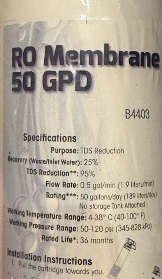 Pura 41407003 Quick Change RO Membrane 50 GPD, 36 Months - Image 3 of 4