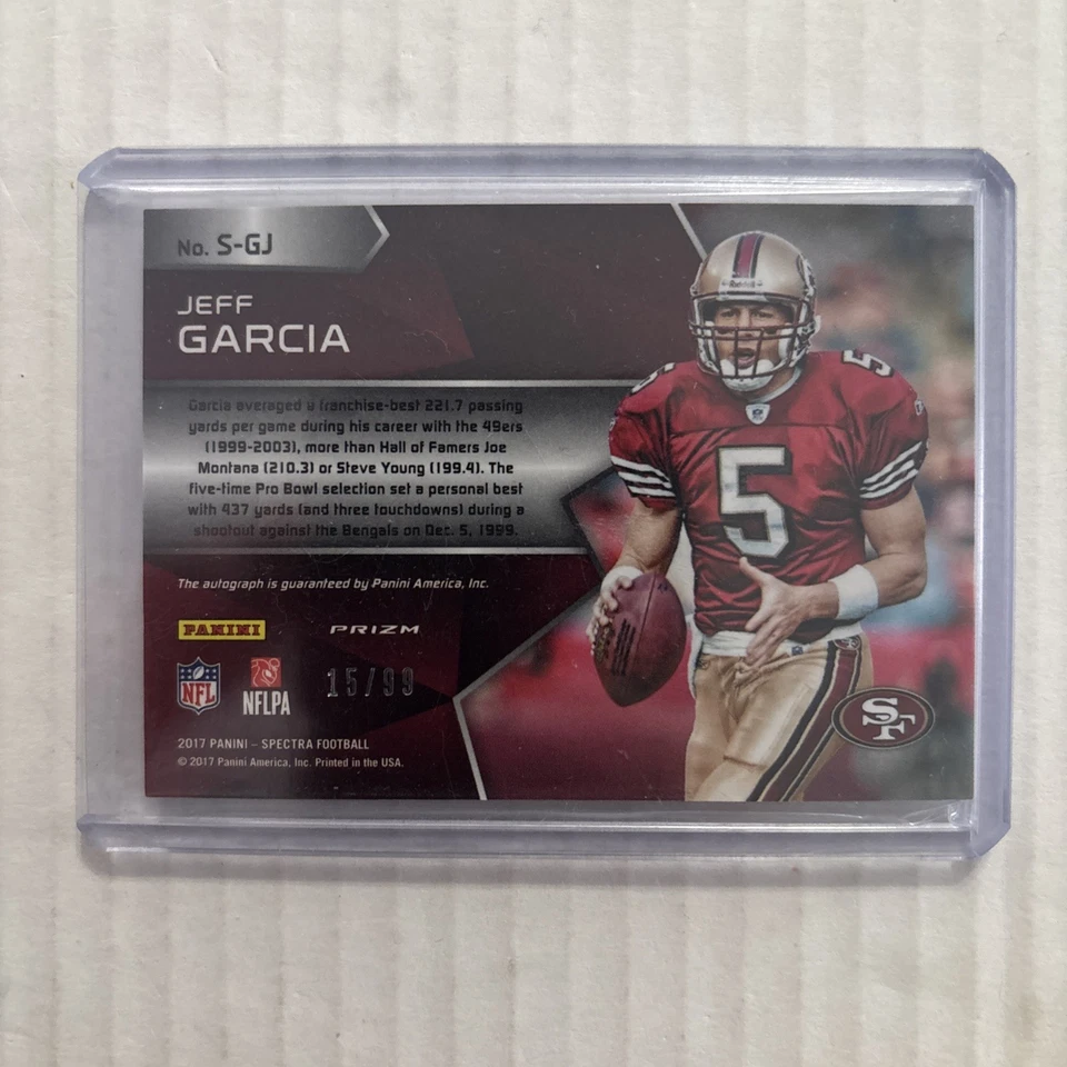 2017 Panini Spectra Jeff Garcia Silver Prizm autografado /99 - 49ers - Imagem 2 de 2