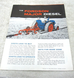1957 FORD FORDSON MAJOR DIESEL TRACTOR 4 WHEEL TRICYCLE UTILIY BROCHURE ORIGINAL