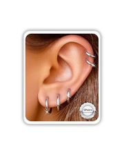 Hypoallergenic Surgical Steel Earrings Sets 5Pairs,Silver,6/7/8/9/10mm THK:2mm 