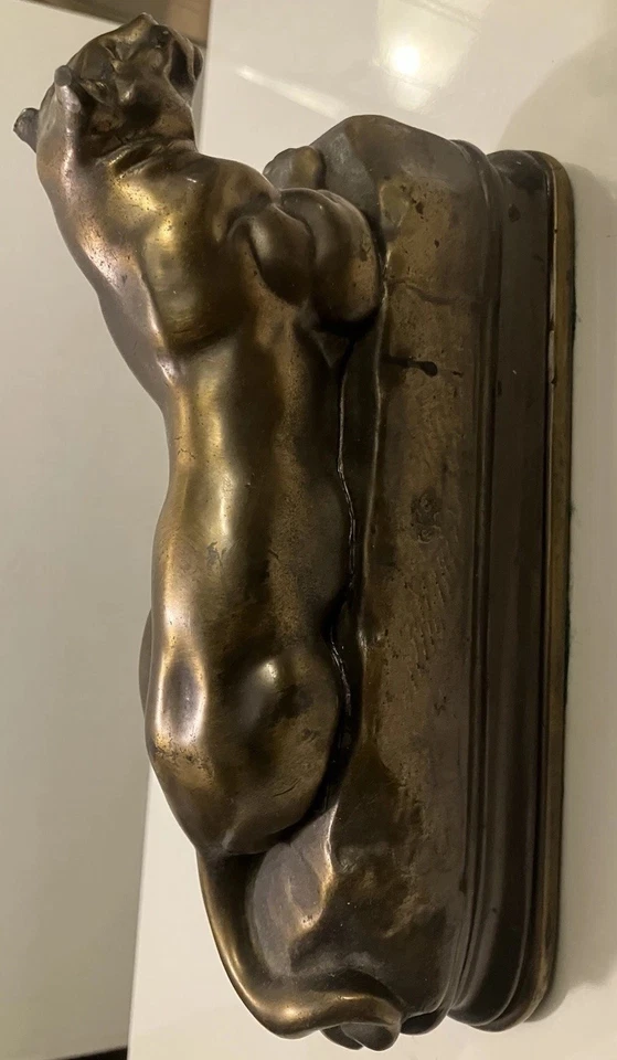 1920s ART DECO KRONHEIM K&O BARYE PANTHER LION “BRONZE” METAL STATUE BOOKEND #2 - Image 3 of 4