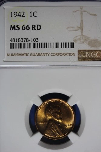 1942 NGC M66RD LINCOLN WHEAT CENT #B50732