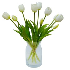 10PCS White Tulips Artificial Flowers Real Touch Fake Tulips Fake Flowers Whi...