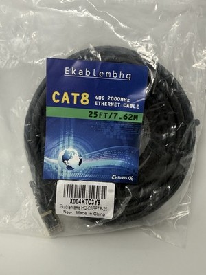 CAT8 Ethernet Cable 25ft, High Speed 40Gbps 2000MHz Network Internet LAN-P