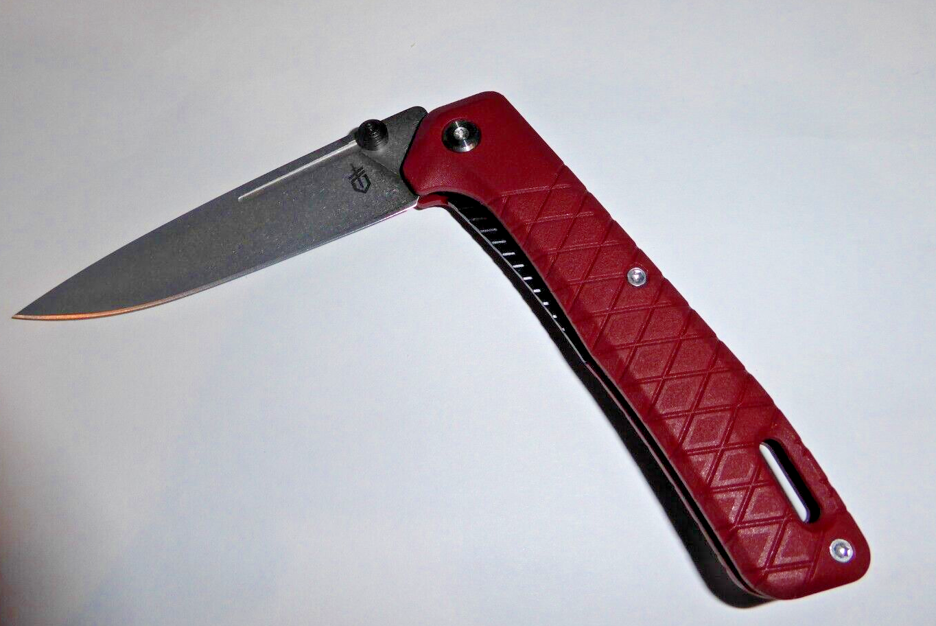 Gerber Zilch Folding Knife 3.1" Stonewashed Drop Point Red Handle