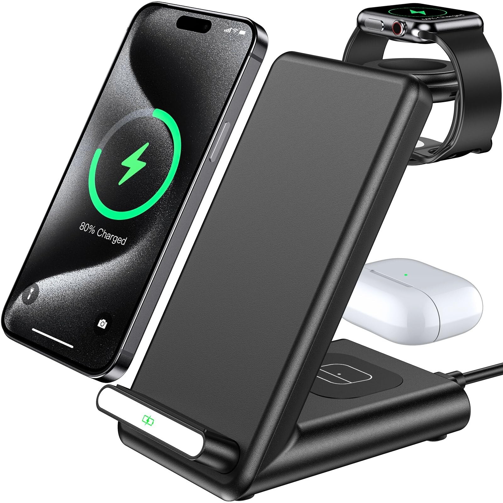 Wireless Charging Station,3 in 1 Wireless Charging Stand Made for Apple Watch...-image