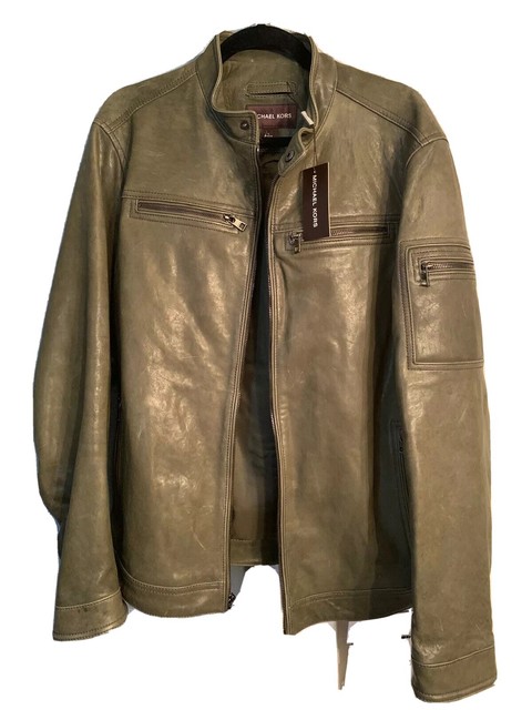 michael kors green leather jacket