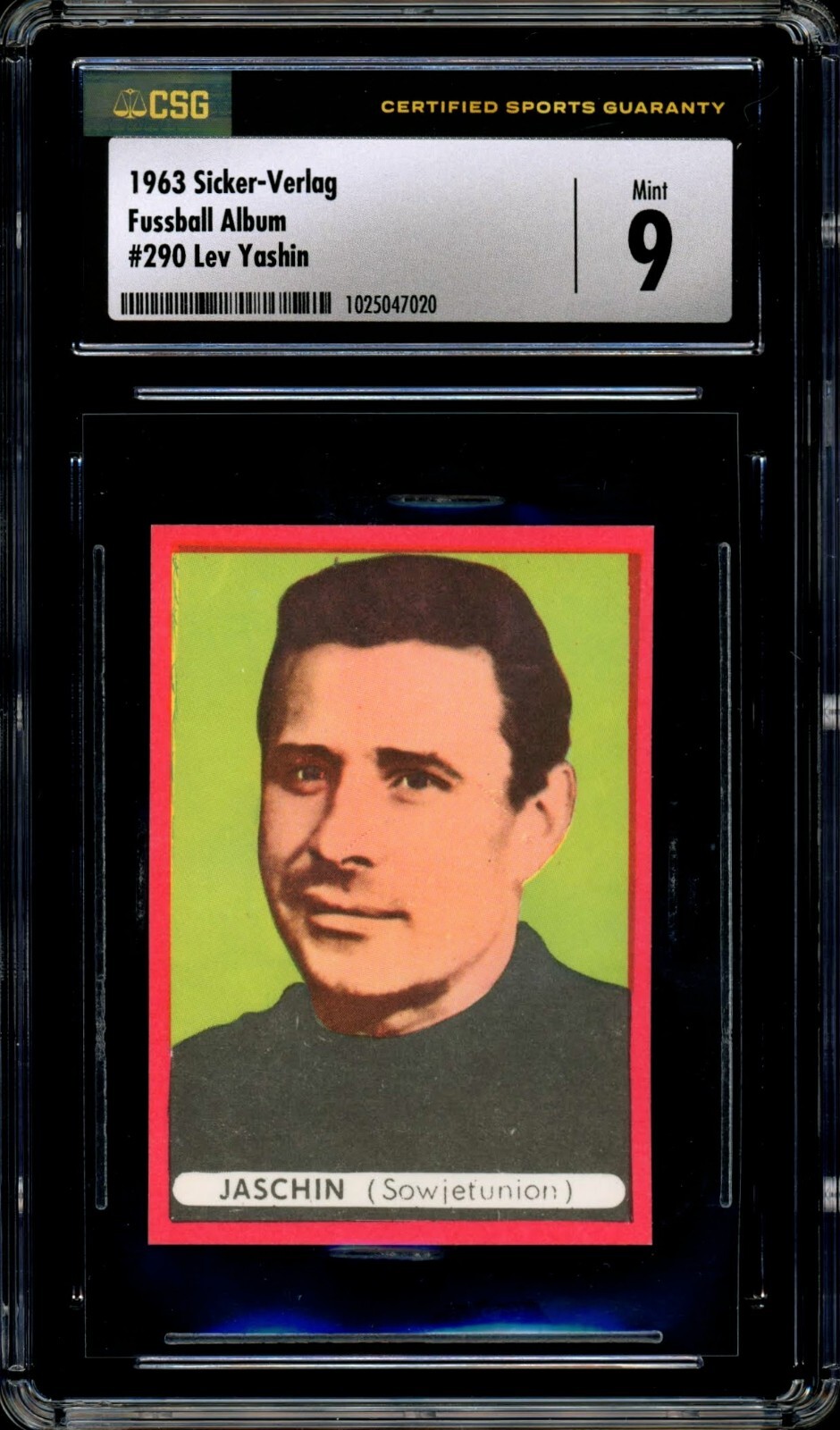1963 LEV YASHIN SICKER-VERLAG FUSBALL ALBUM #290 (CSG 9) MINT USSR CCCP RUSSIA