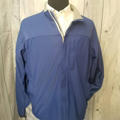 LL Bean Jacket Mens XL Blue Windstopper Elastic Waist Zip Pockets Mock Neck