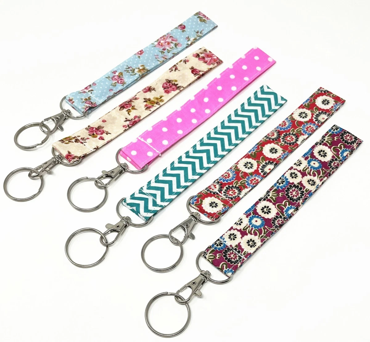 Boho Floral Wristlet Keychain, Turquoise Key Fob Wristlet, Floral Keychain  for Woman, Key Wristlet for Her, Girly Keychain, Pink Wristlet 