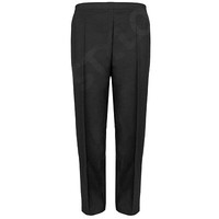 2 PACK LADIES HALF ELASTICATED TROUSERS WOMENS STRETCH WAIST WORK OFFICE PANTS