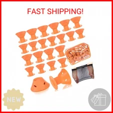 JANYUN 40 Pcs Orange Magic Silicone Hair Rollers Include 20pcs Large Silicone Cu
