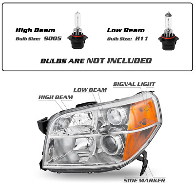 For 2006-2008 Honda Pilot Chrome Housing Amber Corner Headlights