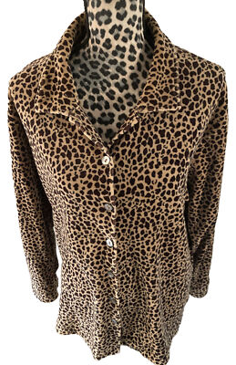 charter club Intimate size L animal cheetah leopard Print long sleeve fleece 48 