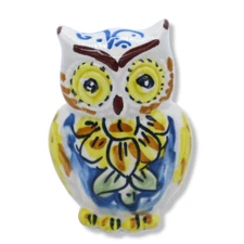 Gufo in Ceramica di Caltagirone, h 6 x L 4 cm ca. (1pz) decori e colori Assortit