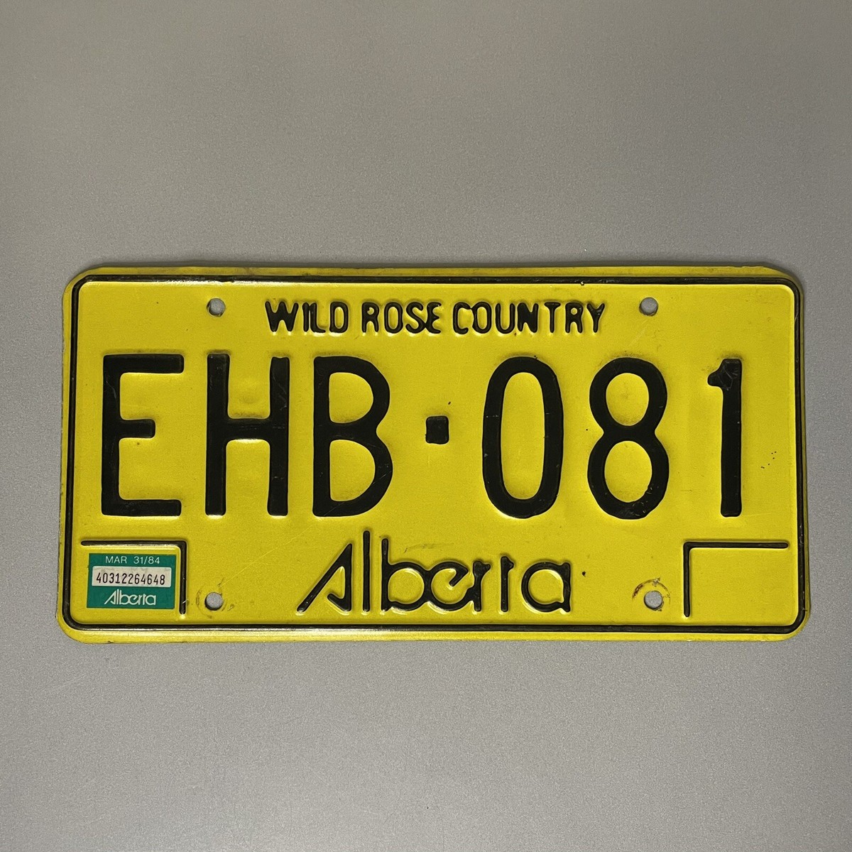 らいひ様確認用 Vintage 1984 Alberta Wild Rose Country Yellow Licence Plate EHB