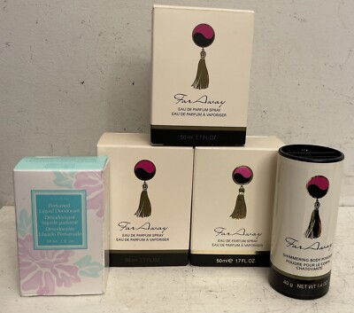 Avon 5 pc Lot Far Away 1.7oz Women's Eau de Parfum Spray, Body Powder, Deodorant