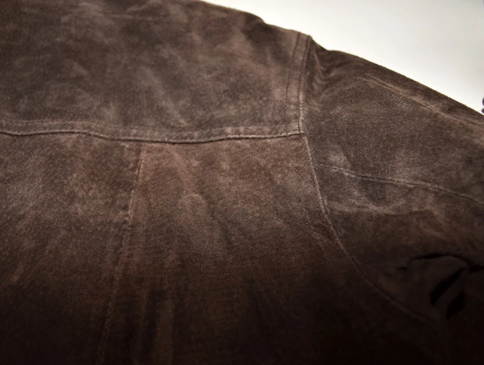 Live A Little Dark Brown Suede Flap Covered Buttons Shirt Jacket Size L - Image 3 of 4