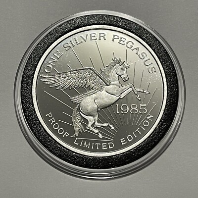 1985 Pegasus Gold Montana 1 Troy Oz .999 Fine Silver Round Proof