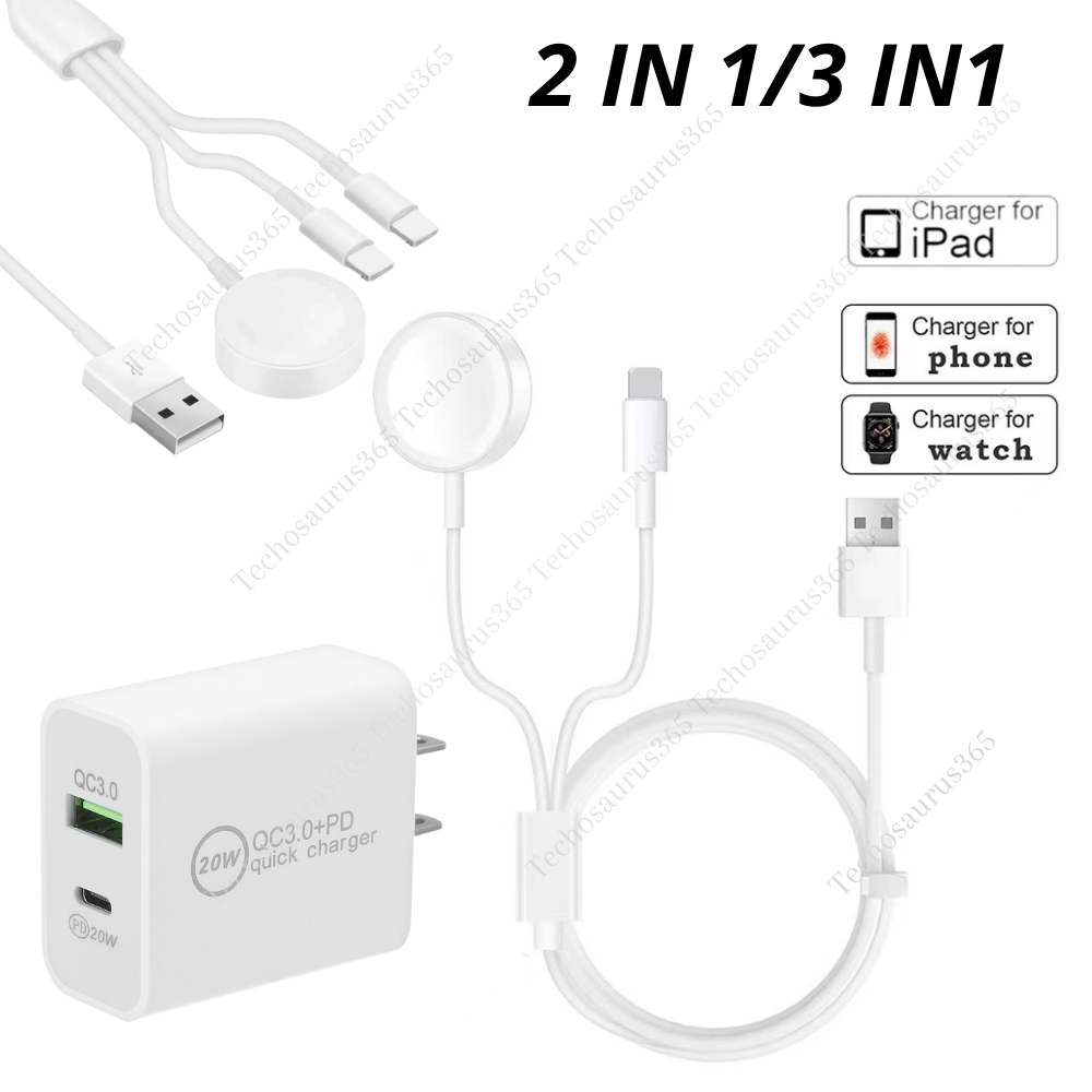 3 in 1 USB Magnetic Charger Cable For Apple Watch Series Cord iPhone Models