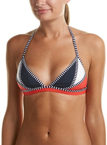 Navy Triangle Cropped Bikini Top 