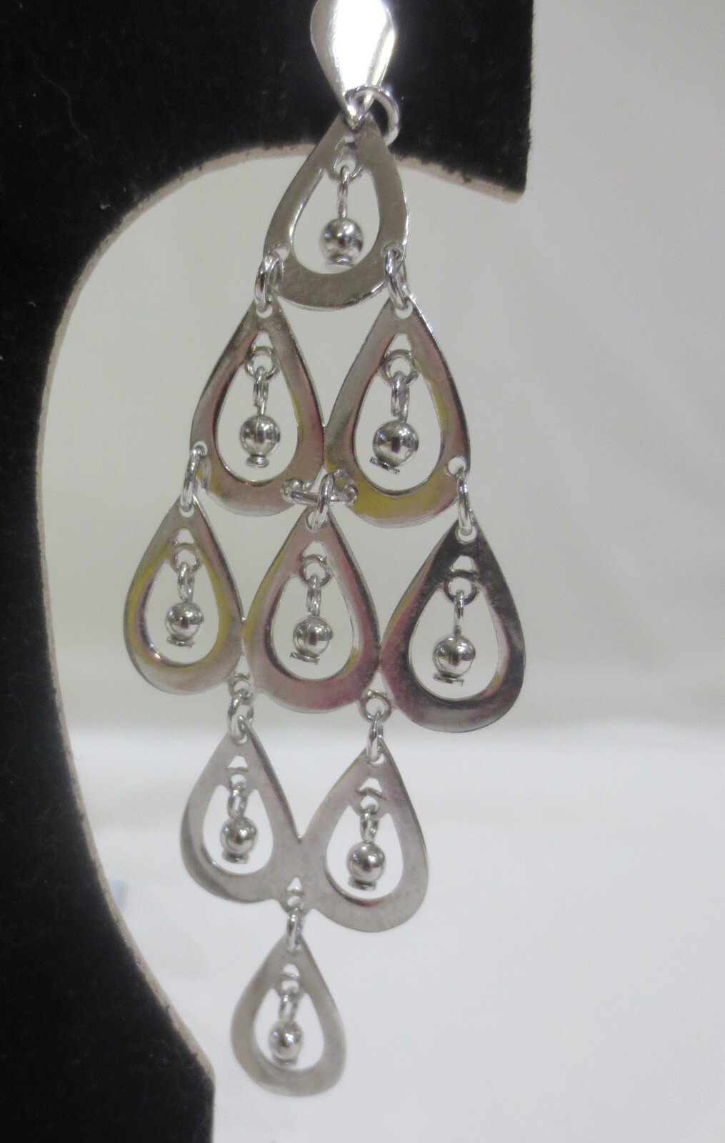 Dangle in Dangle Silvertone Retro Mid-Century Mod… - image 2