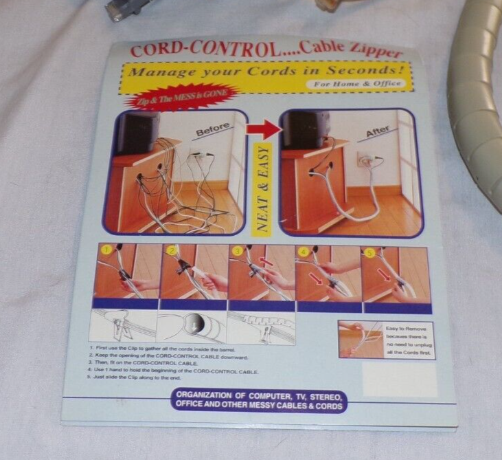Lot 2 Cable Zipper Electronic Computer Desk Cord Wire Cover Organizer