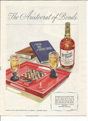 Original 1946 Kentucky Tavern vintage print ad: "Check and Double Check"