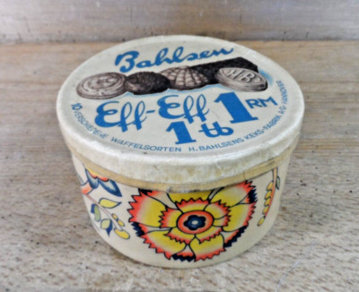 antike Pappdose ''Bahlsen Eff-Eff 1 Pfund'' H.BAHLSENS 1 RM Litho Kekse 1915 Dose
