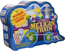 Mexican Train Double 12 Professional Size Dominoes with Bonus Chickenfoot Game I